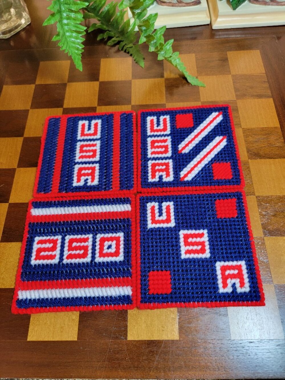 USA 250 Celebration Red White and Blue Coasters